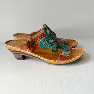 Spring Step Palace Leather Kitten Heel Sandals